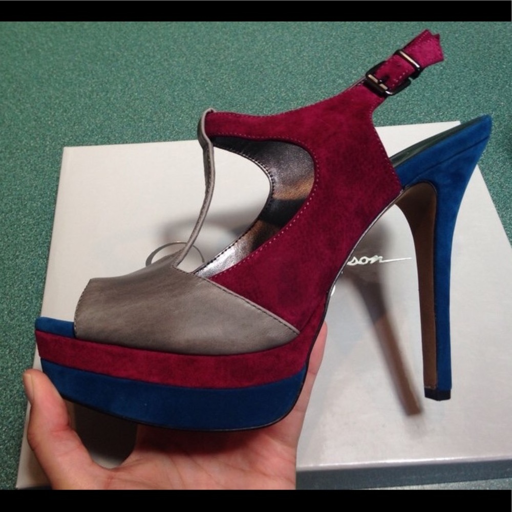 Color block platform heels